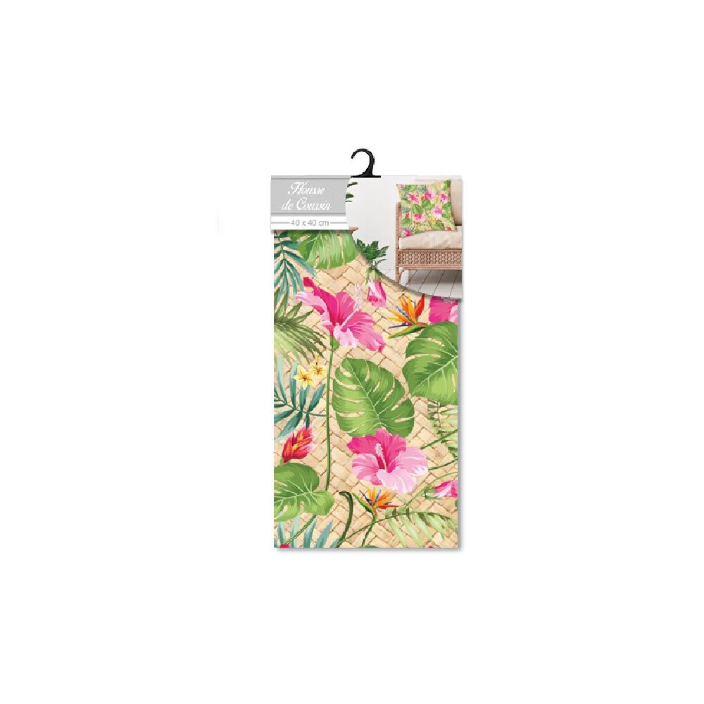 Housse coussin hibiscus