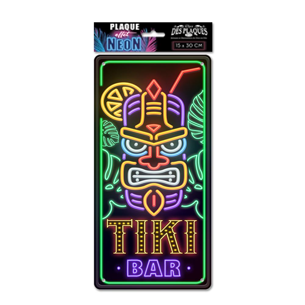 Plaque metal effet neon tiki