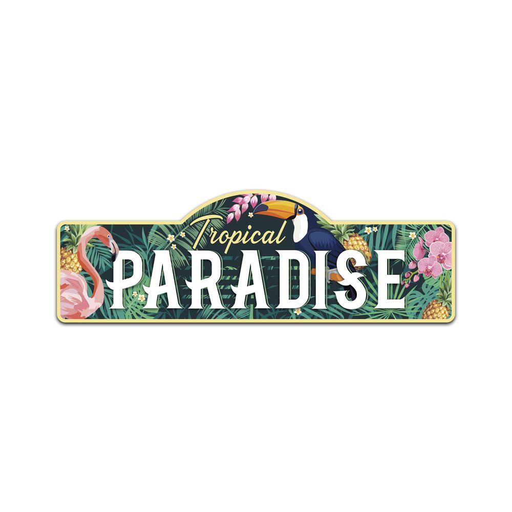 Plaque metal tropical paradise