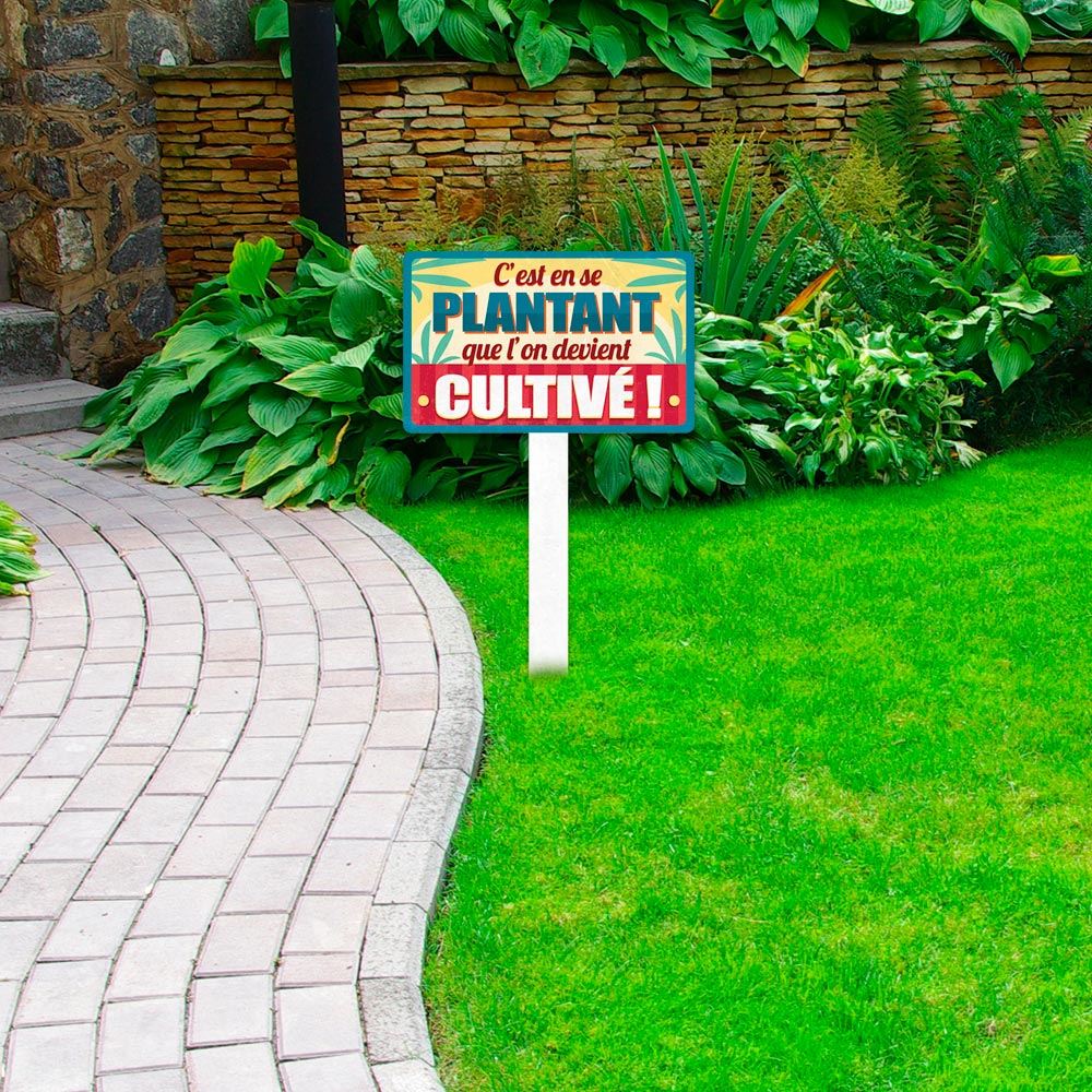 Plaque jardin "c est en plantant"