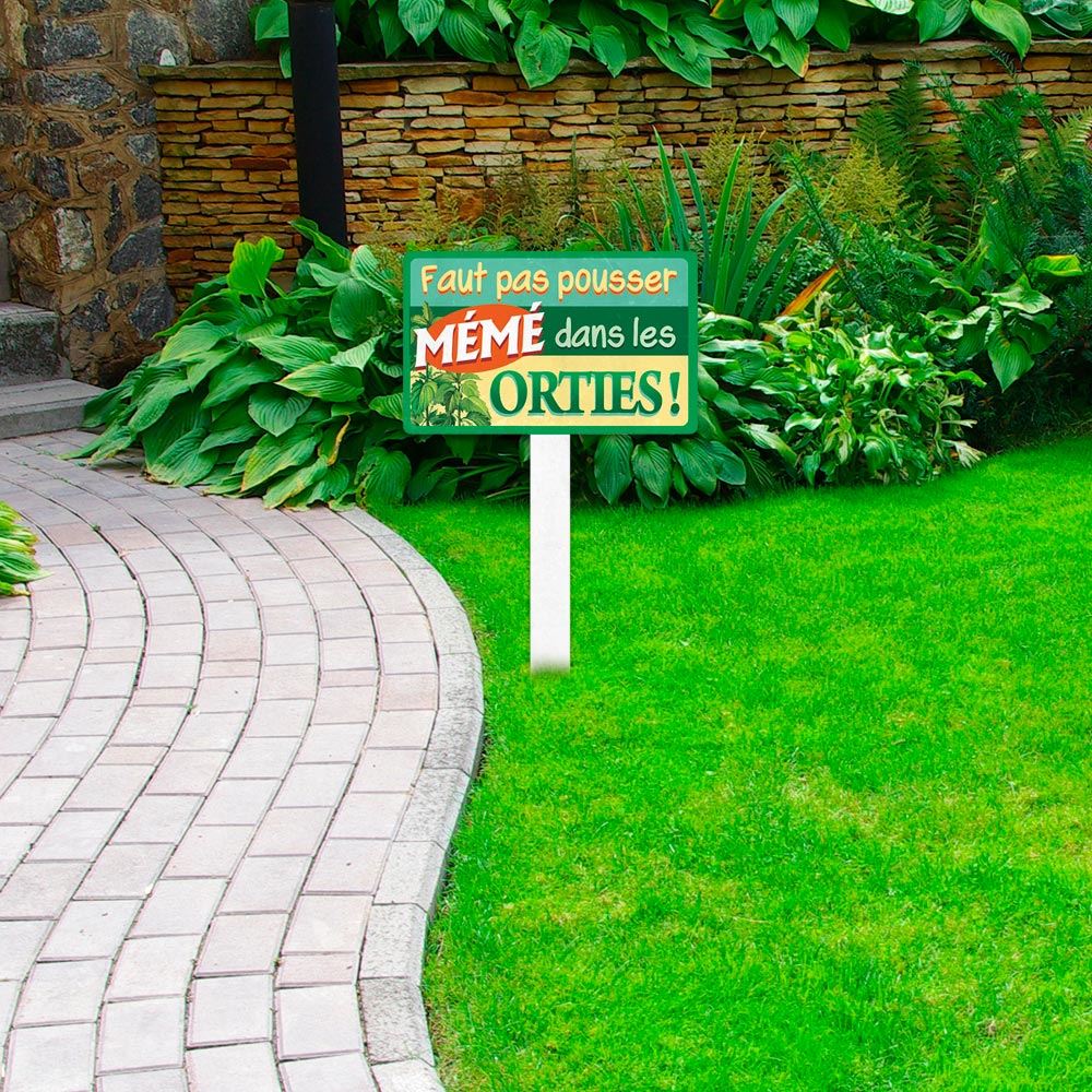 Plaque jardin "faut pas pousser"