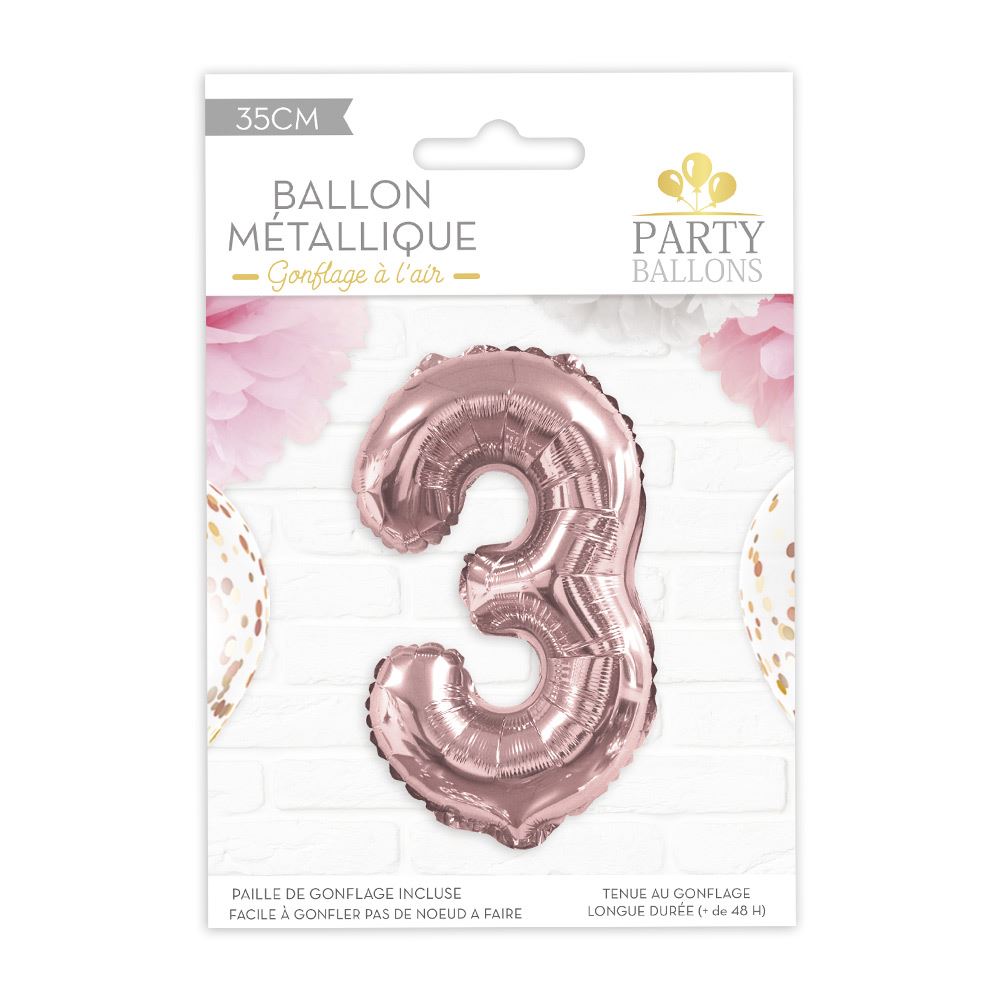Ballon metallique rose dore 3