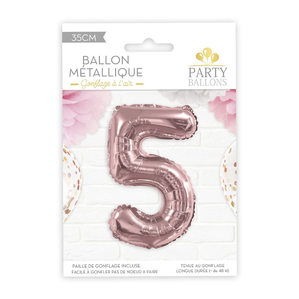 Ballon metallique rose dore 5