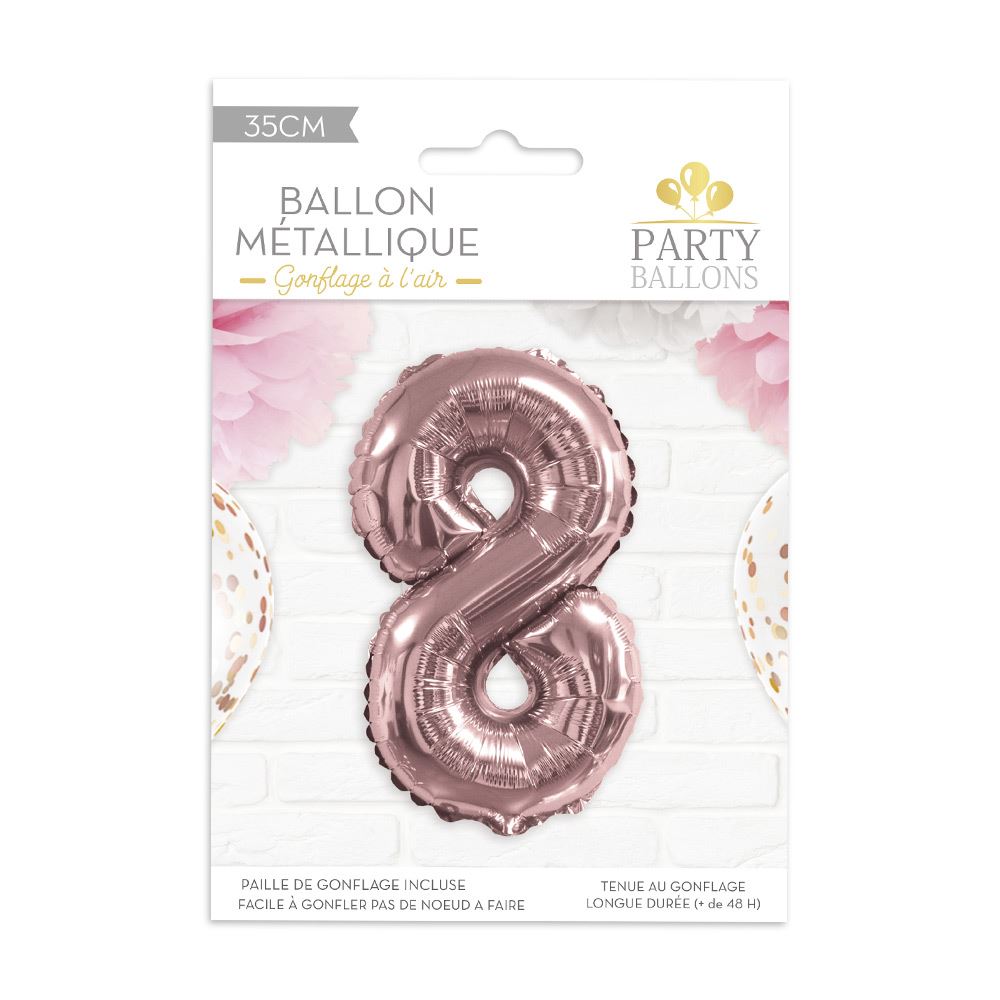 Ballon metallique rose dore 8