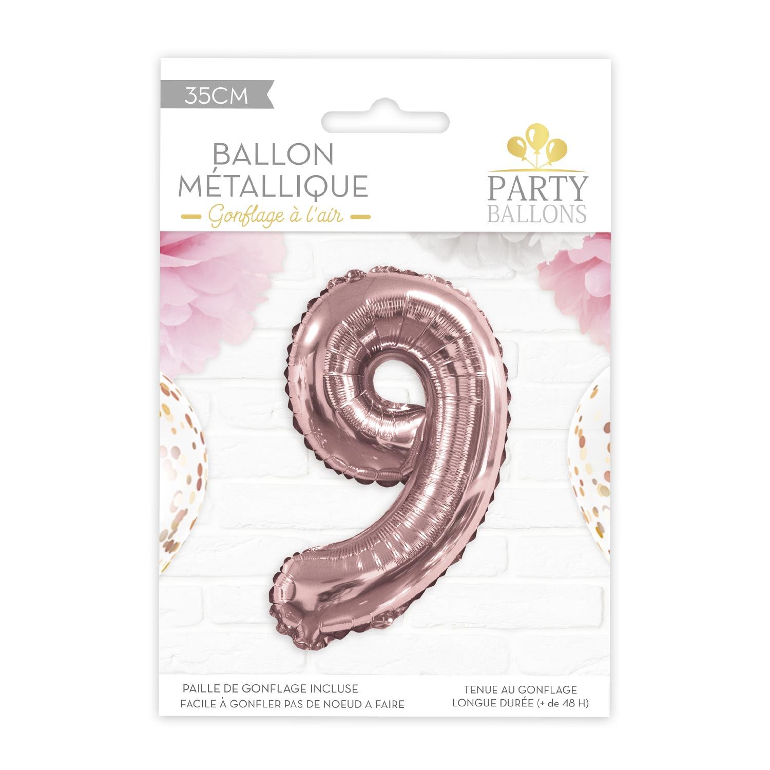 Ballon metallique rose dore 9