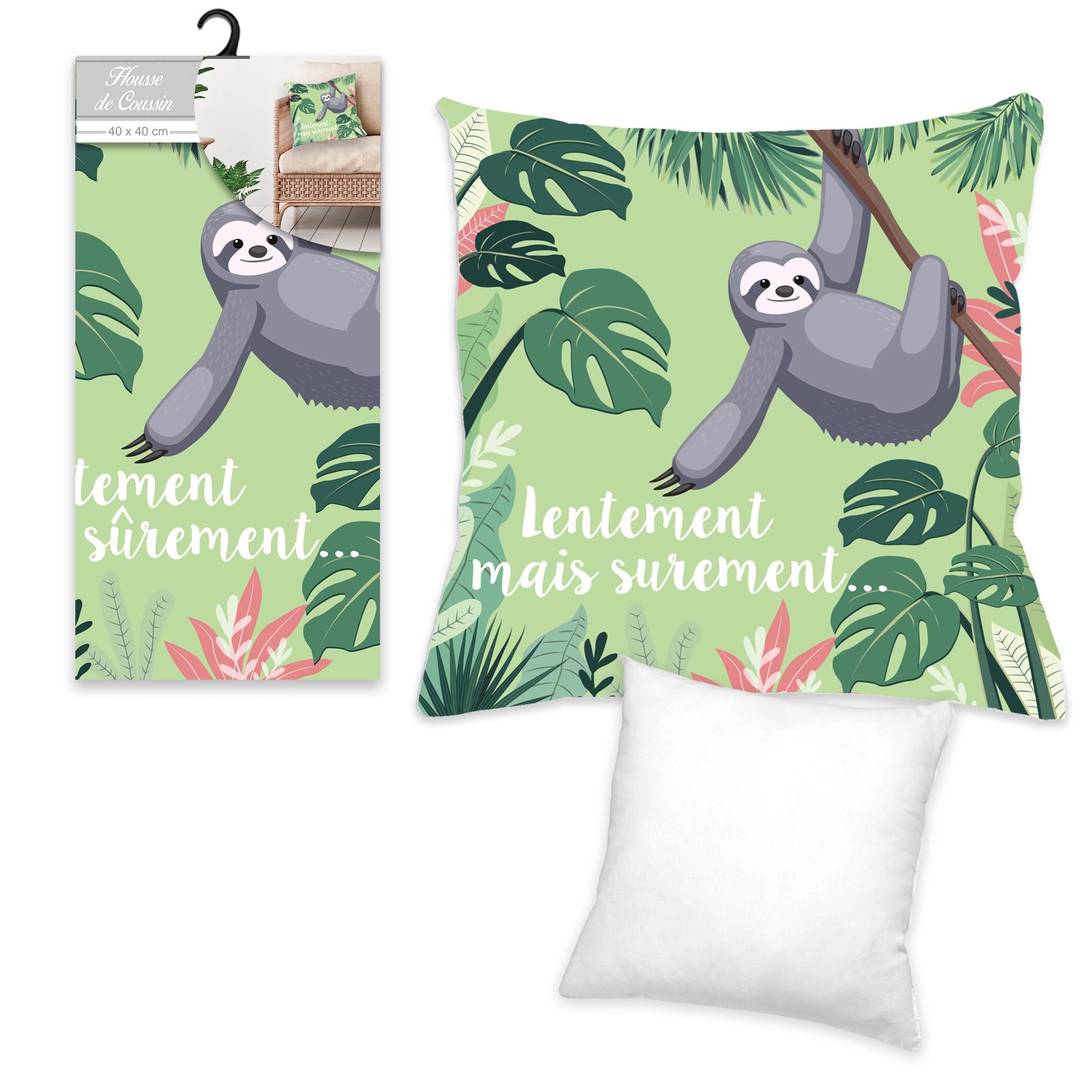 Housse coussin paresseux "lentement"