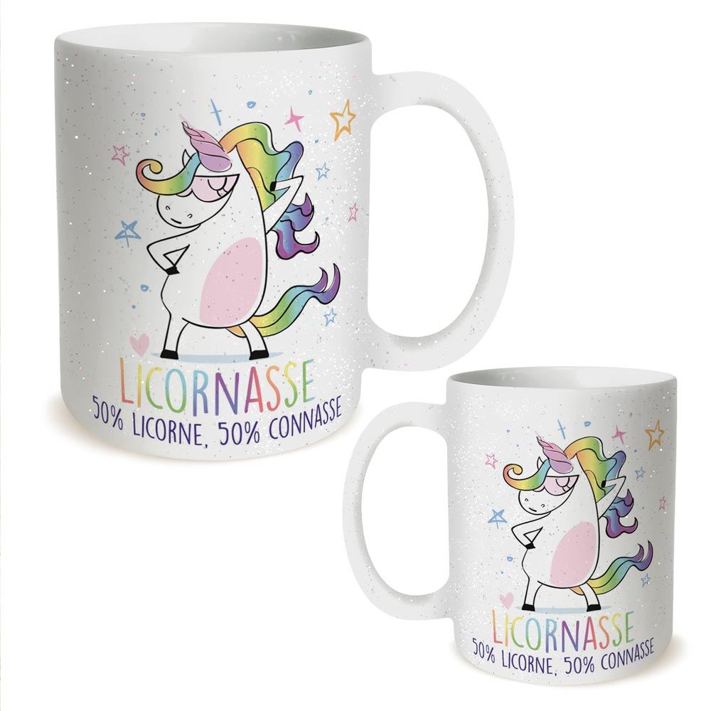 Mug licorne a paillettes "licornasse"