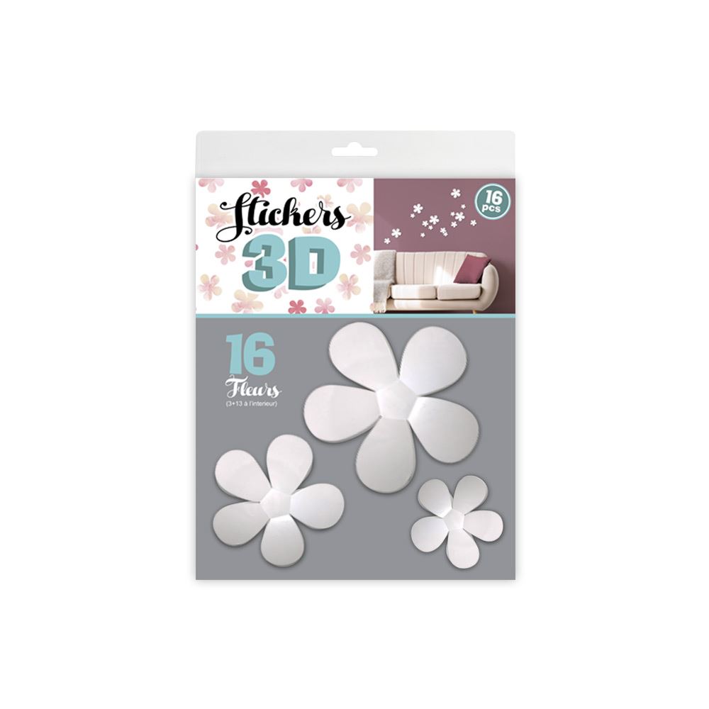 Stickers 3d fleurs blanc