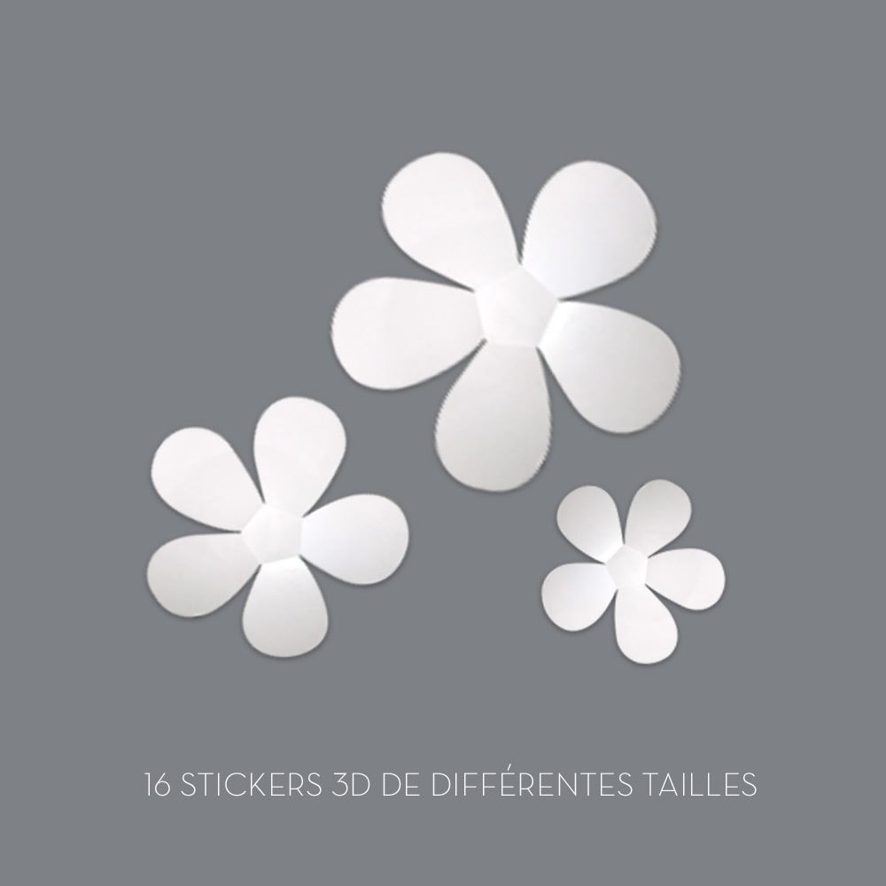 Stickers 3d fleurs blanc