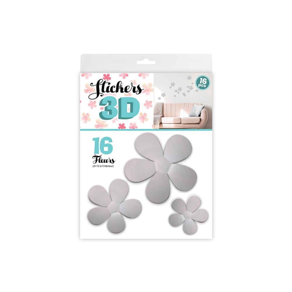 Stickers 3d fleurs gris