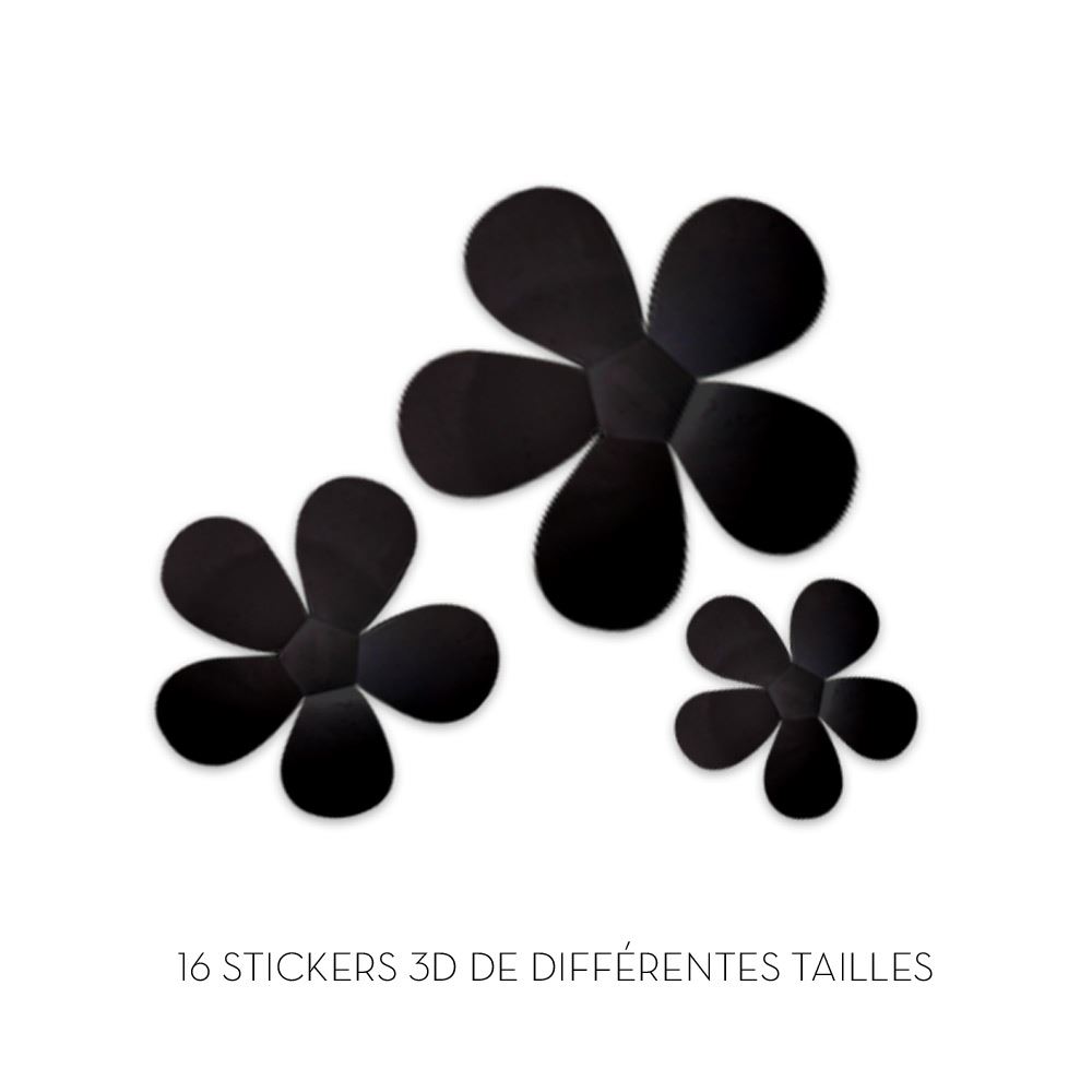 Stickers 3d fleurs noir