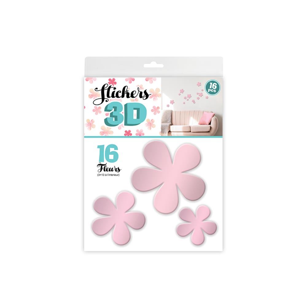 Stickers 3d fleurs rose