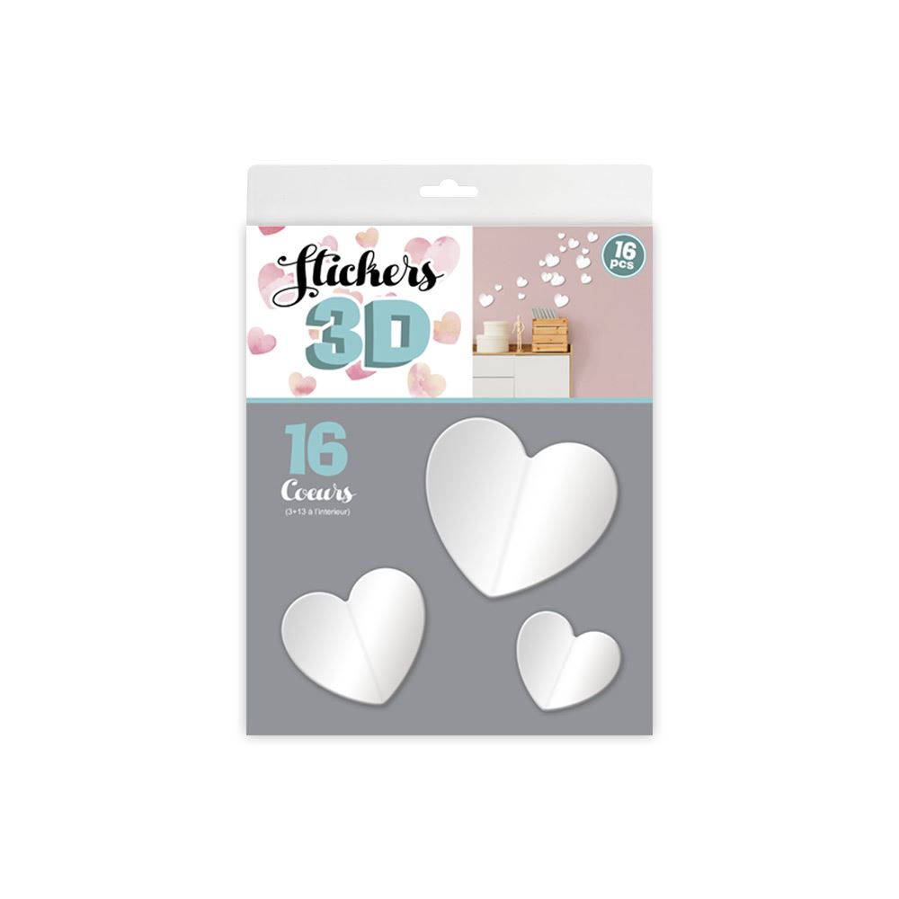 Stickers 3d coeurs blanc