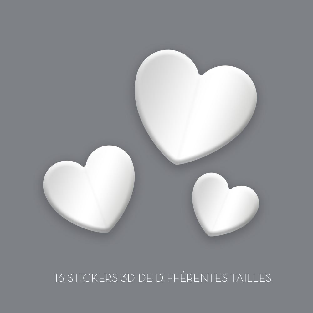 Stickers 3d coeurs blanc