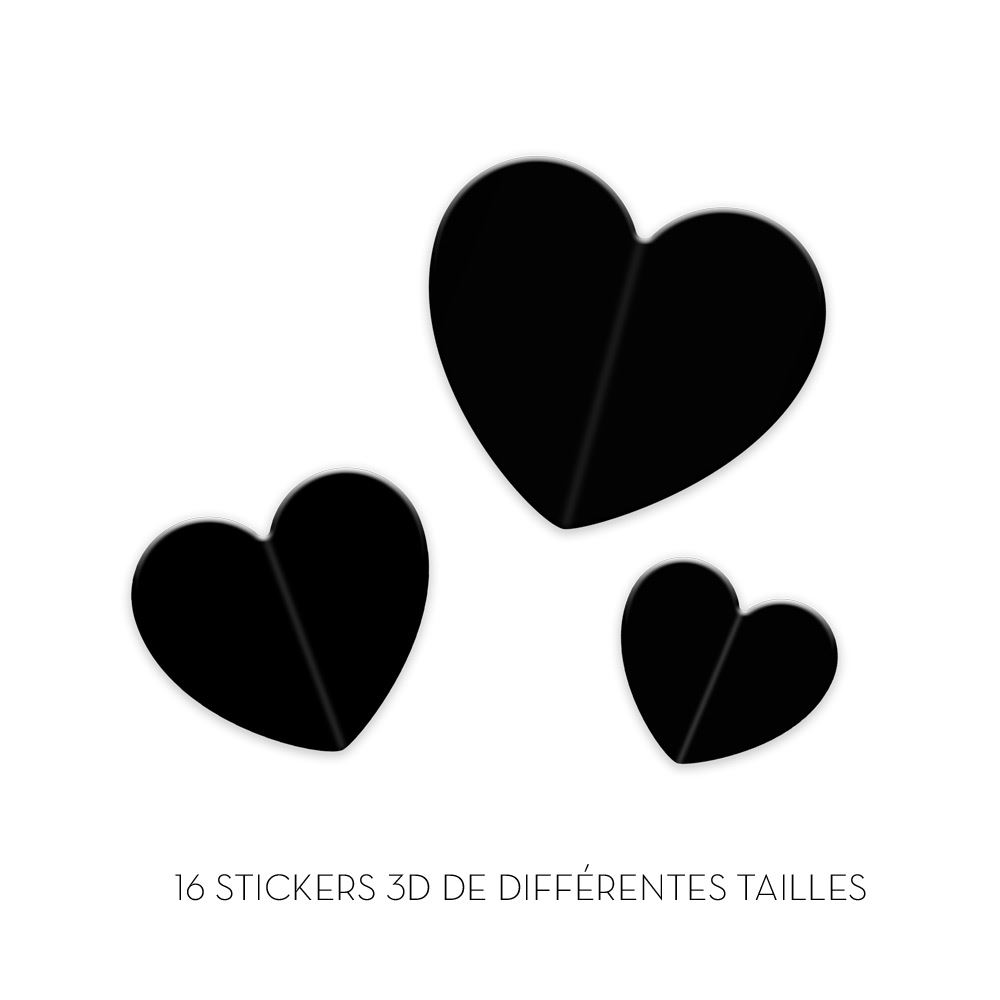 Stickers 3d coeurs noir