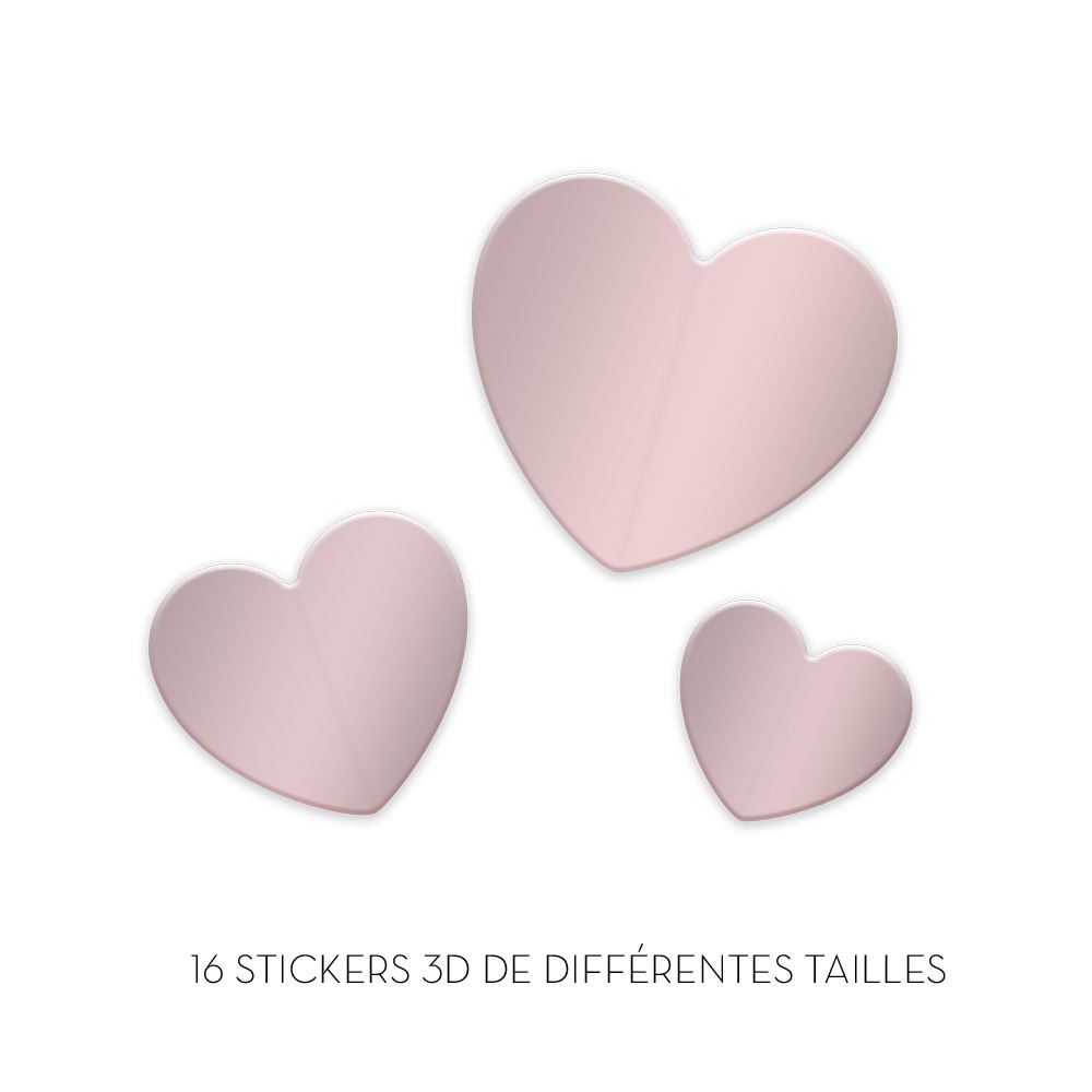 Stickers 3d coeurs rose