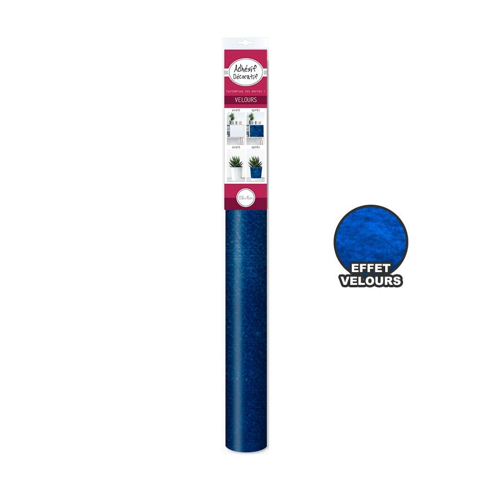 Adhesif decoratif velours bleu