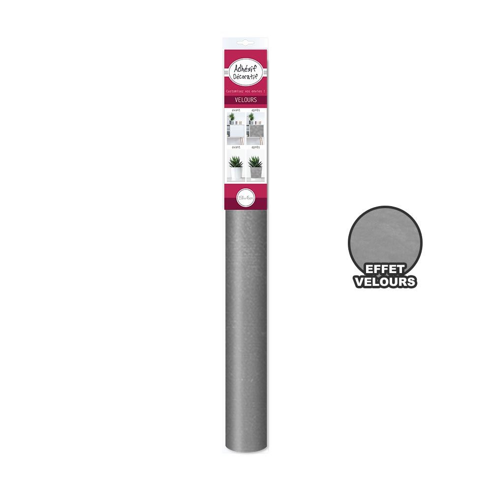 Adhesif decoratif velours gris