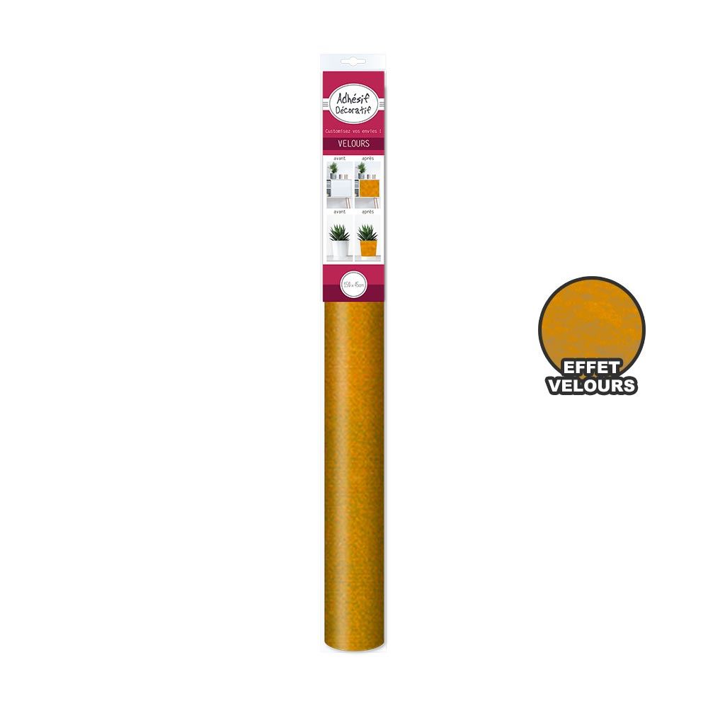 Adhesif decoratif velours jaune