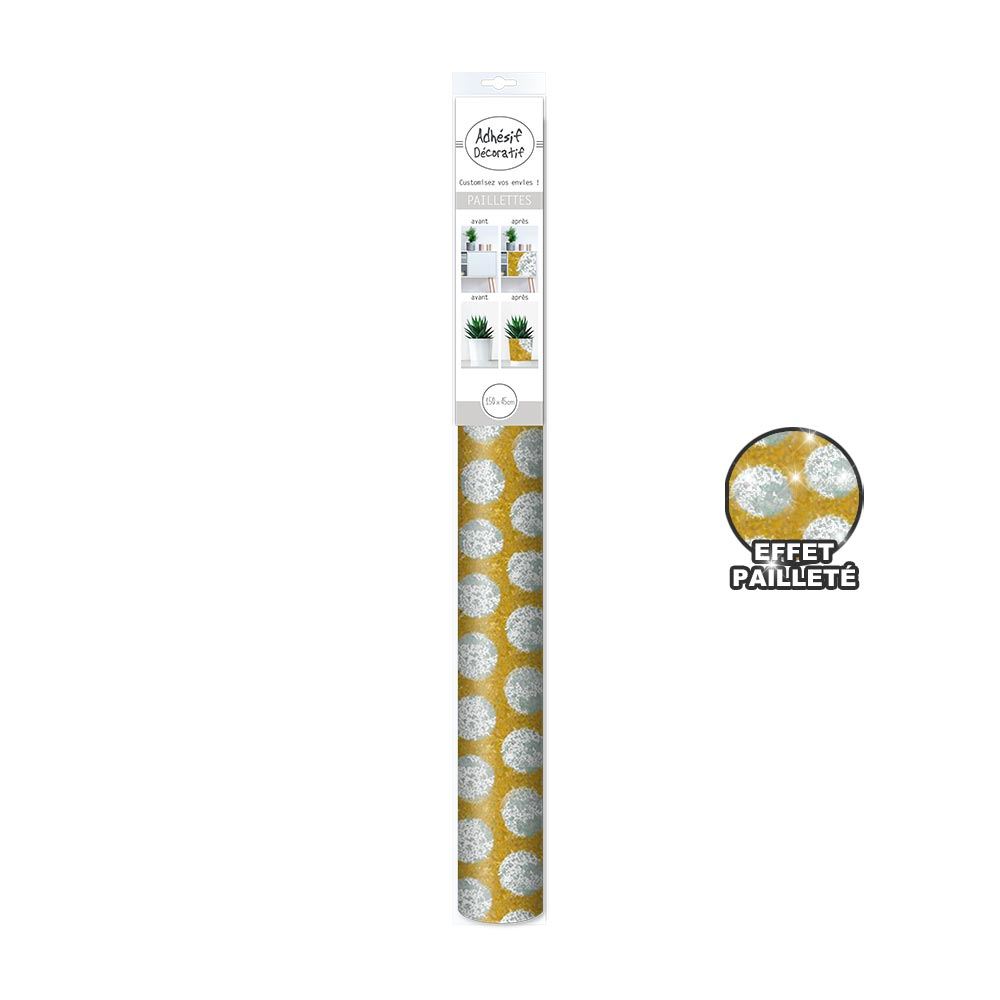 Adhesif decoratif pois argente