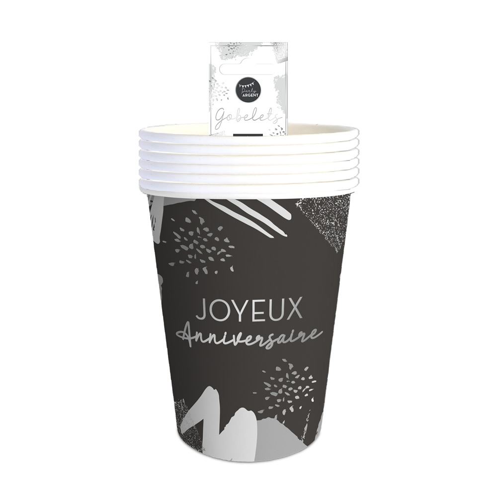 Gobelets 6 pcs party argent