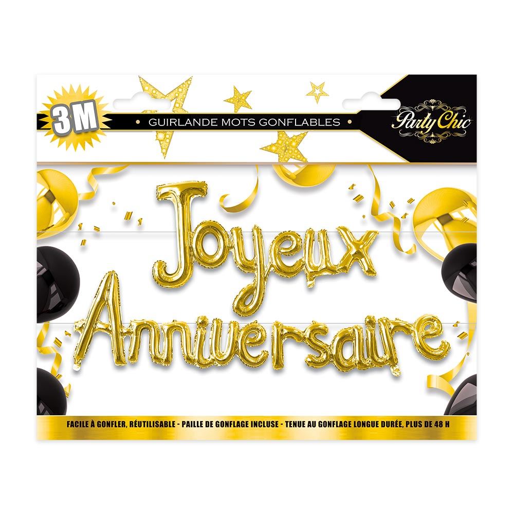 Guirlande mots anniversaire or