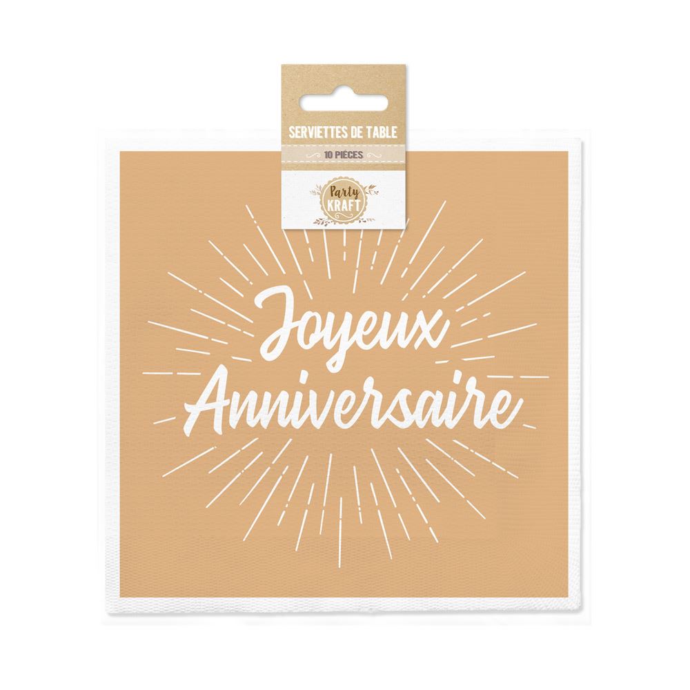 Pack 12 serviettes anniv kraft