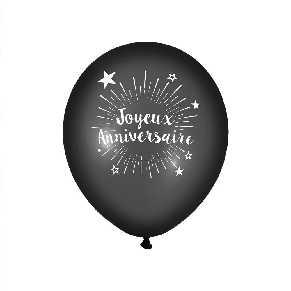 Pack 6 ballons anniv noir