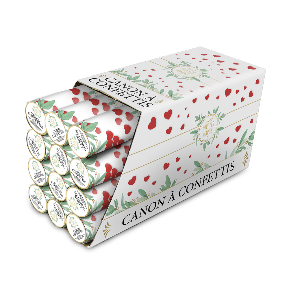 Canon confettis coeur rouges