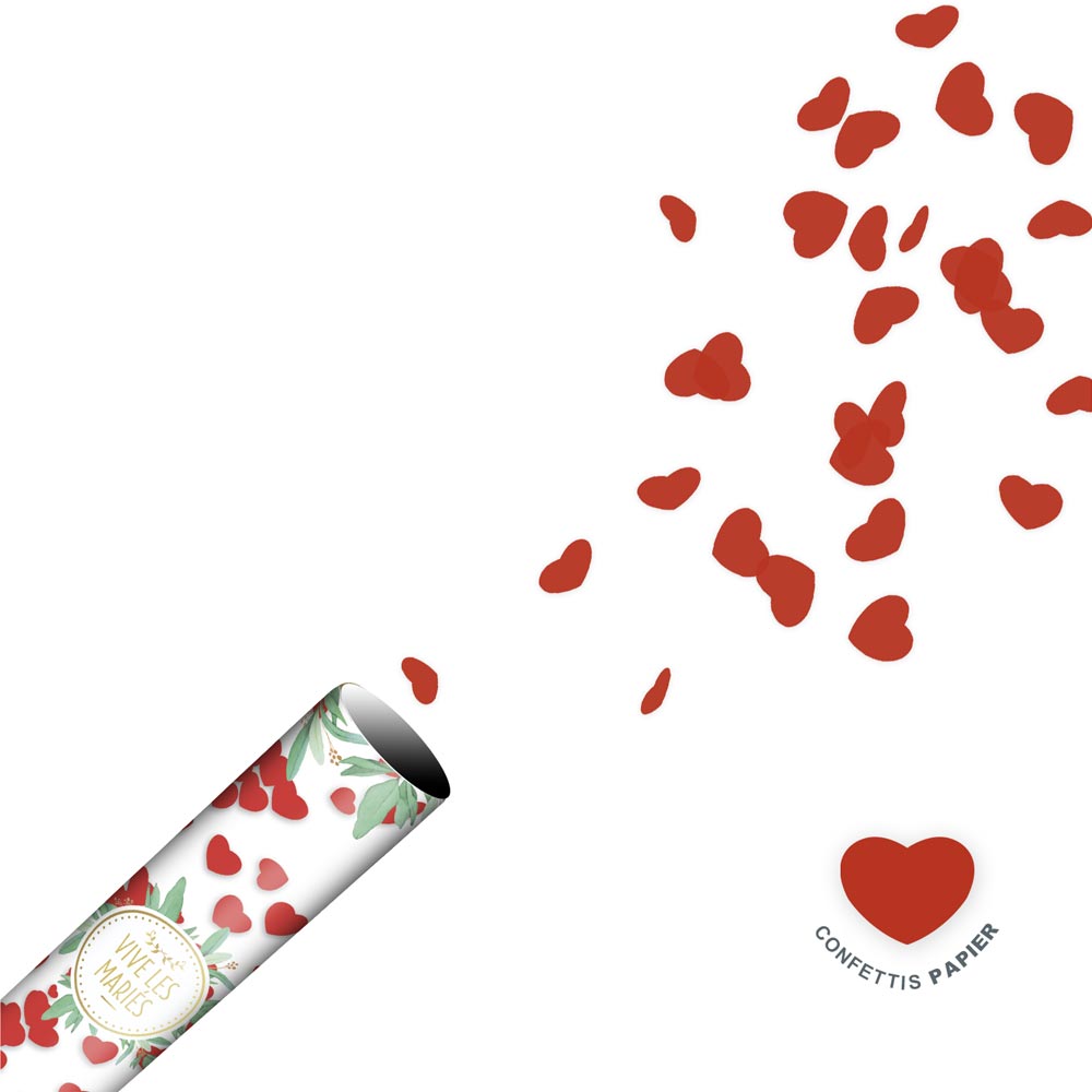 Canon confettis coeur rouges