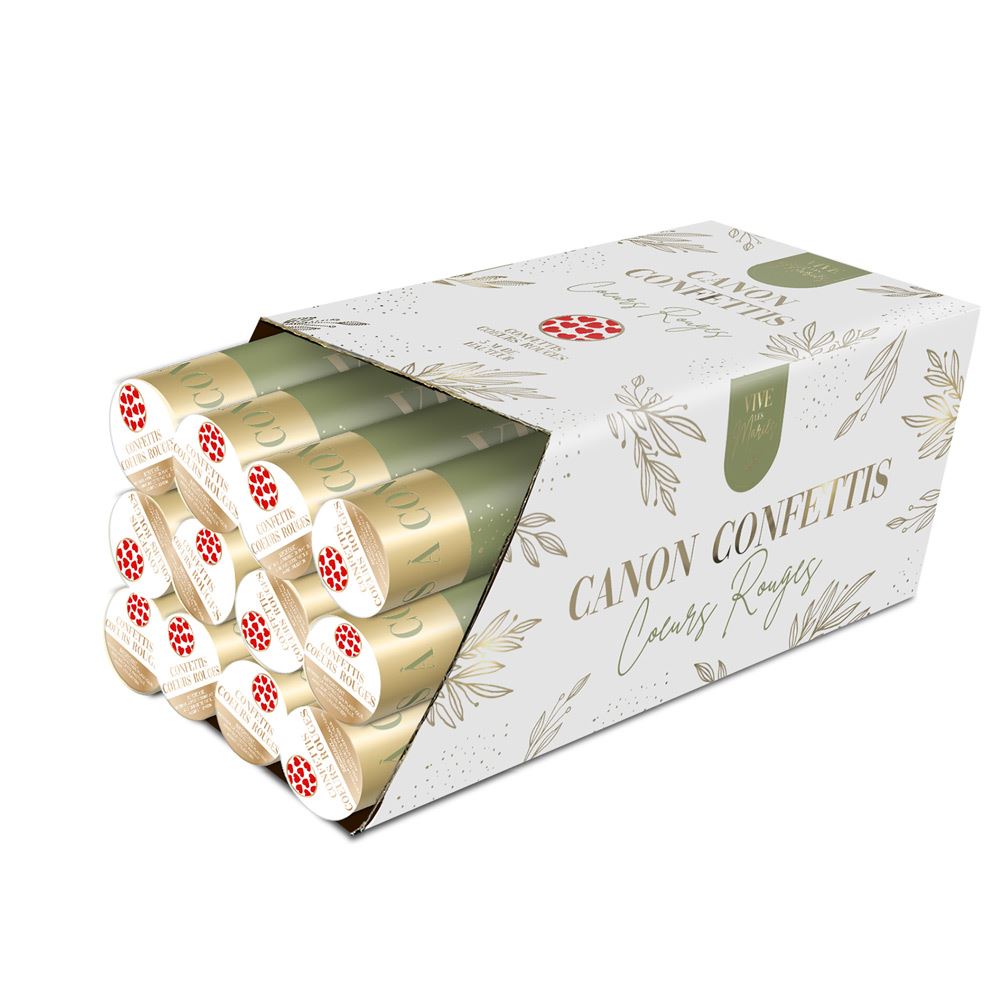 Display canon confettis cŒur rouge mariage
