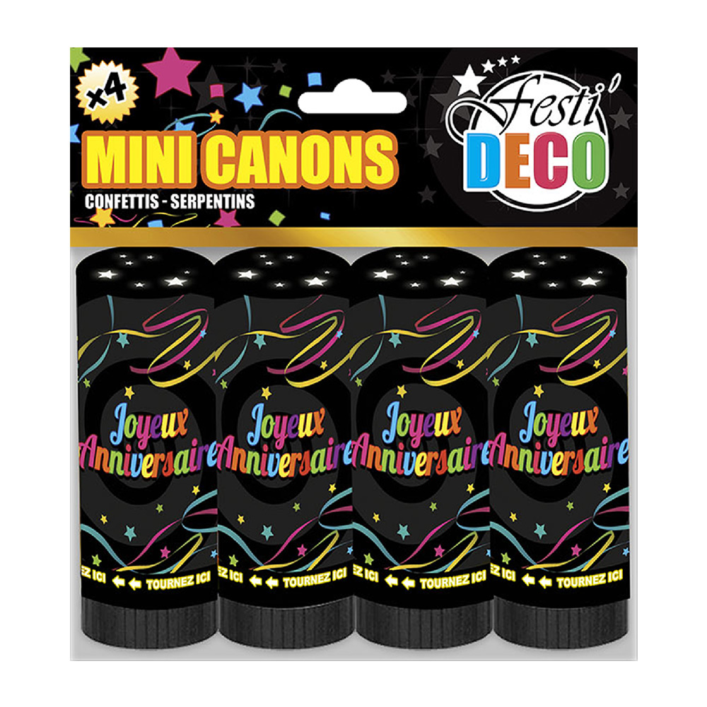 Sachet 4 mini canon confettis