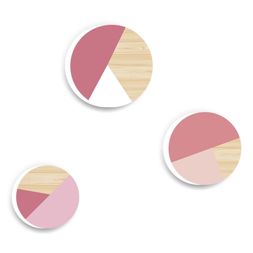 Pack 3 pateres ronds roses