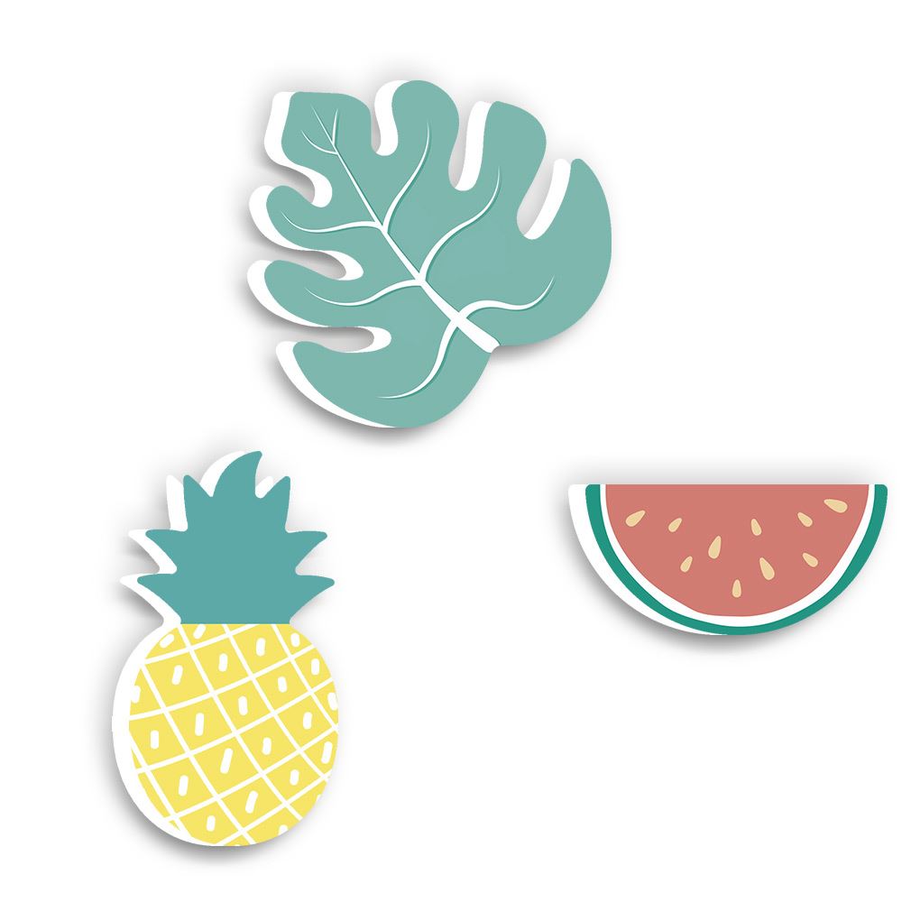 Pack 3 pateres ananas/pasteque
