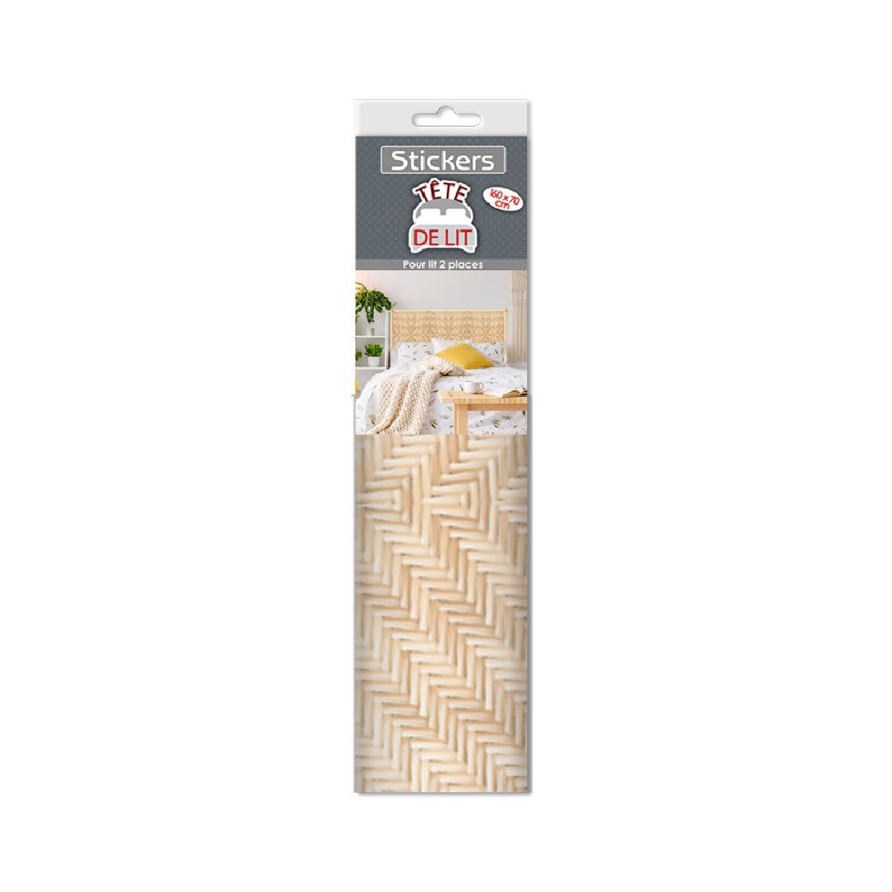 Sticker tete de lit bois tresse