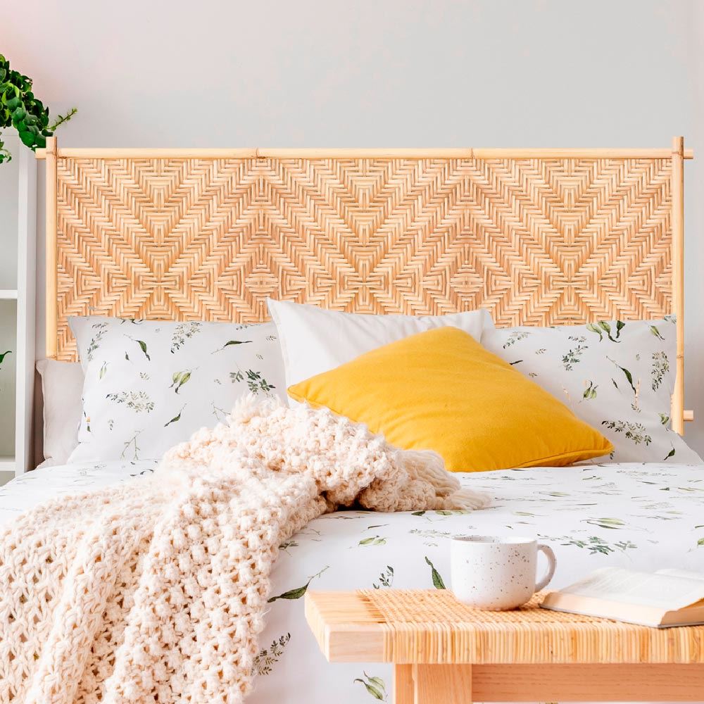 Sticker tete de lit bois tresse