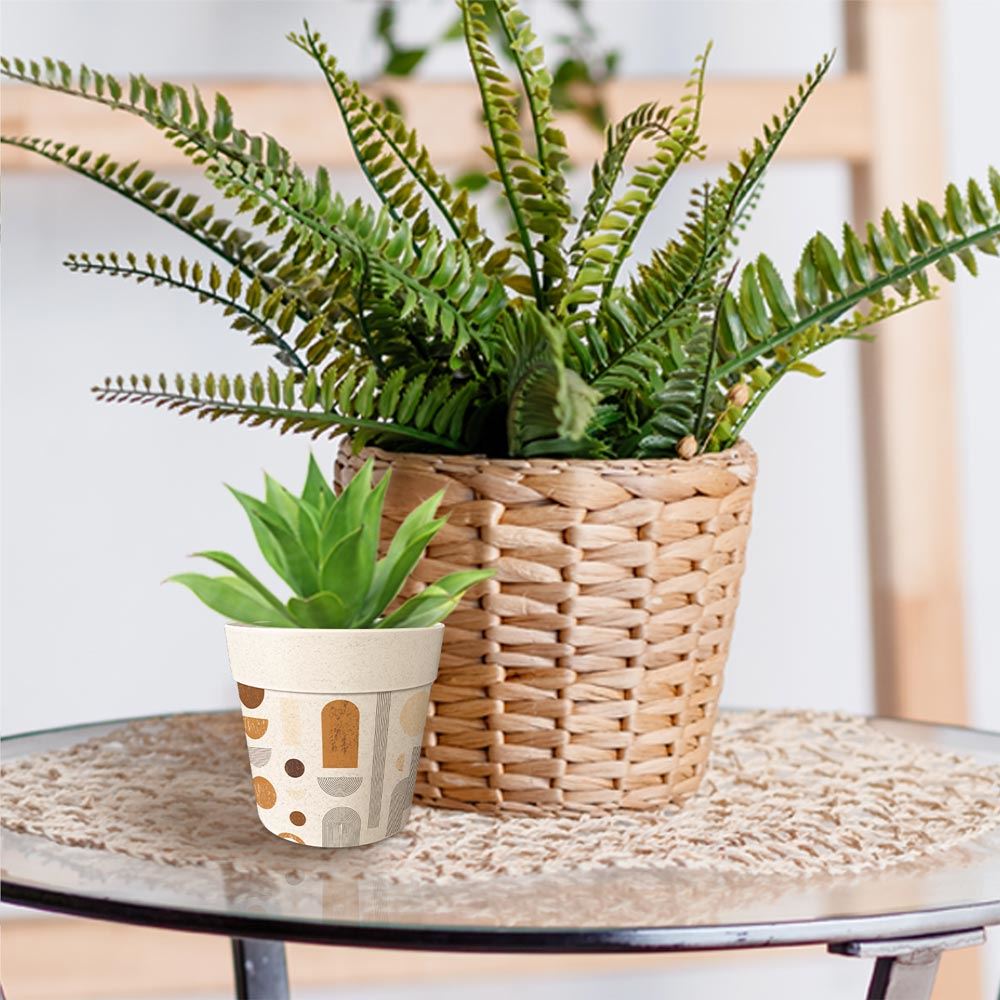 Pot/cache pot bambou 9.5x8.42 graphique 2mods /18pcs