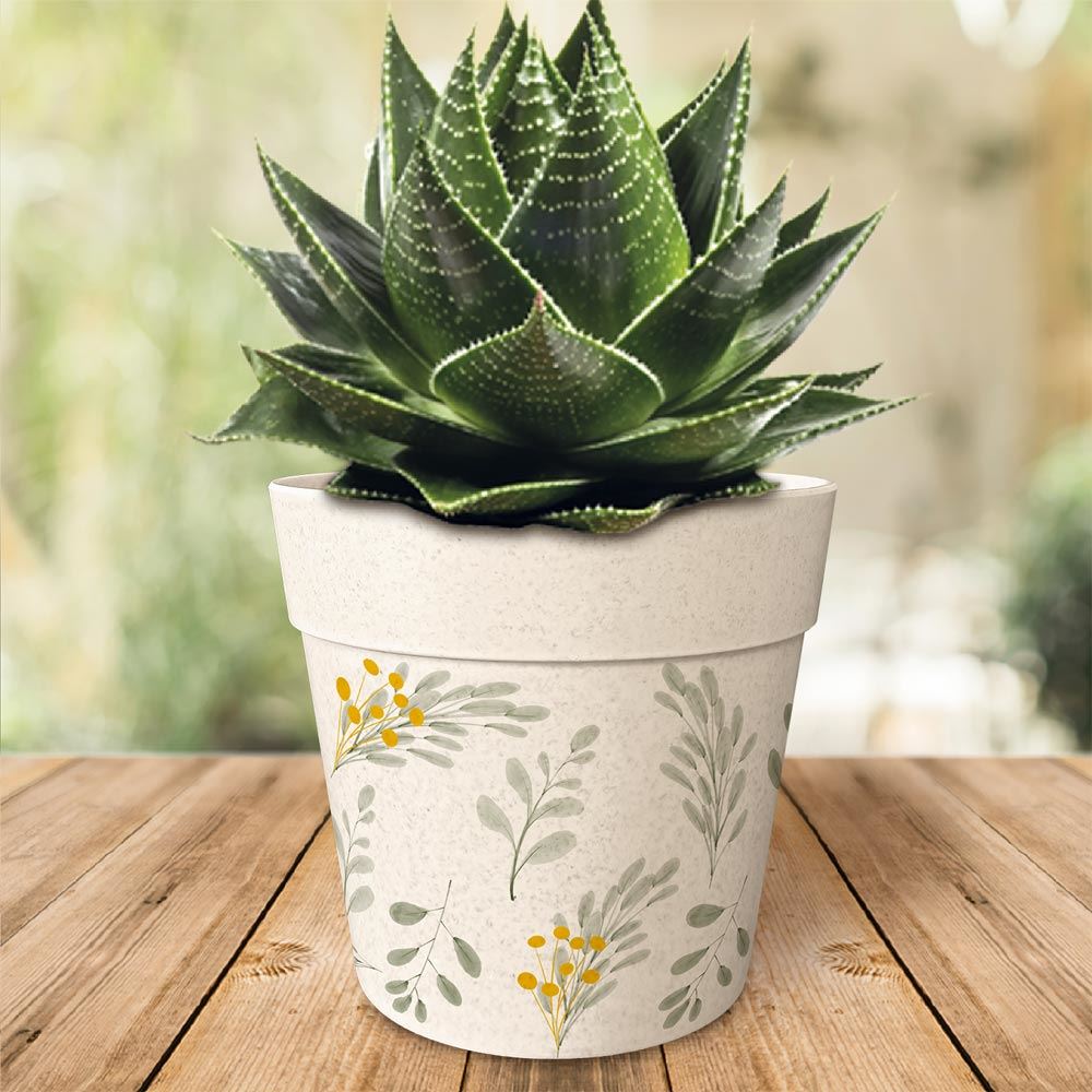 Pot/cache pot bambou 17.2x15.3 citrons/branches 2mod
