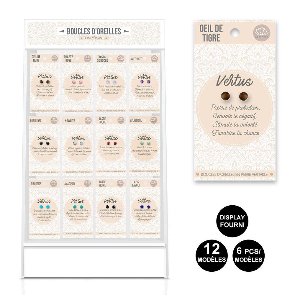 Boucles d oreilles pierre 12mods /72pcs