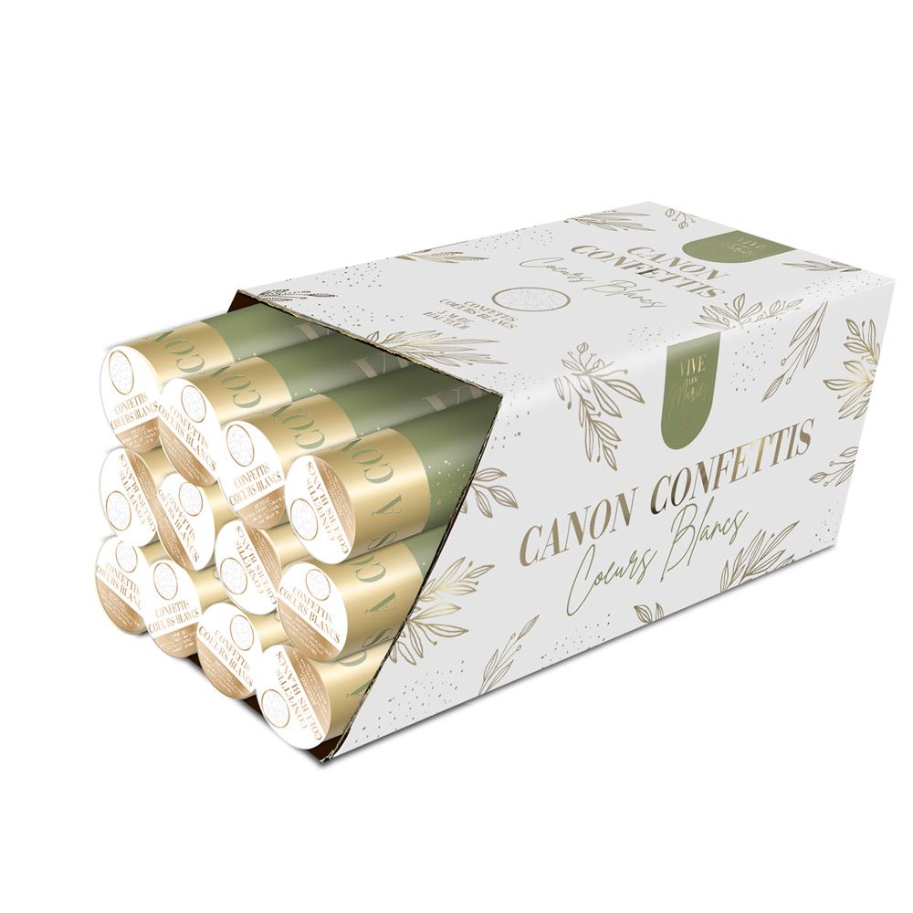 Display canon confettis cŒur blancs mariage
