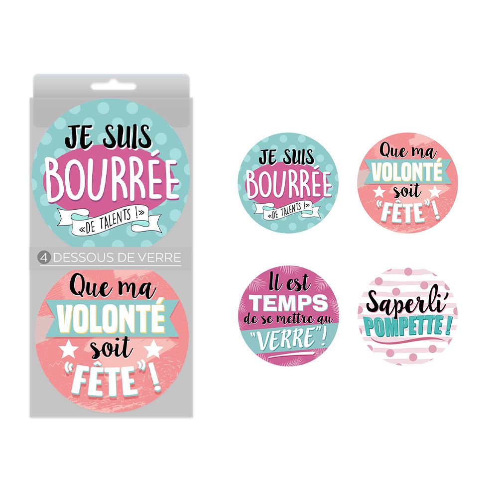 Pack 4 dessous verre rond