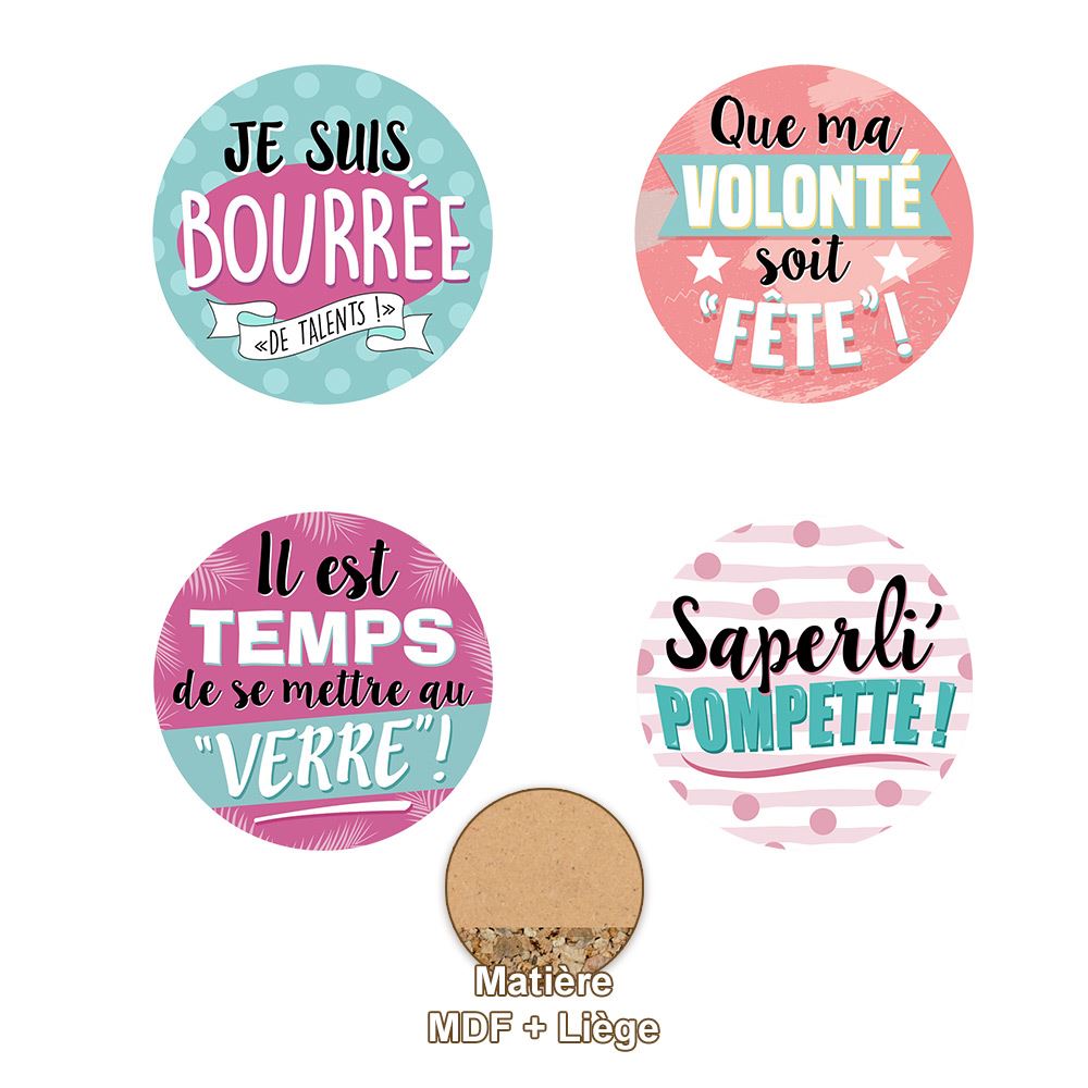 Pack 4 dessous verre rond