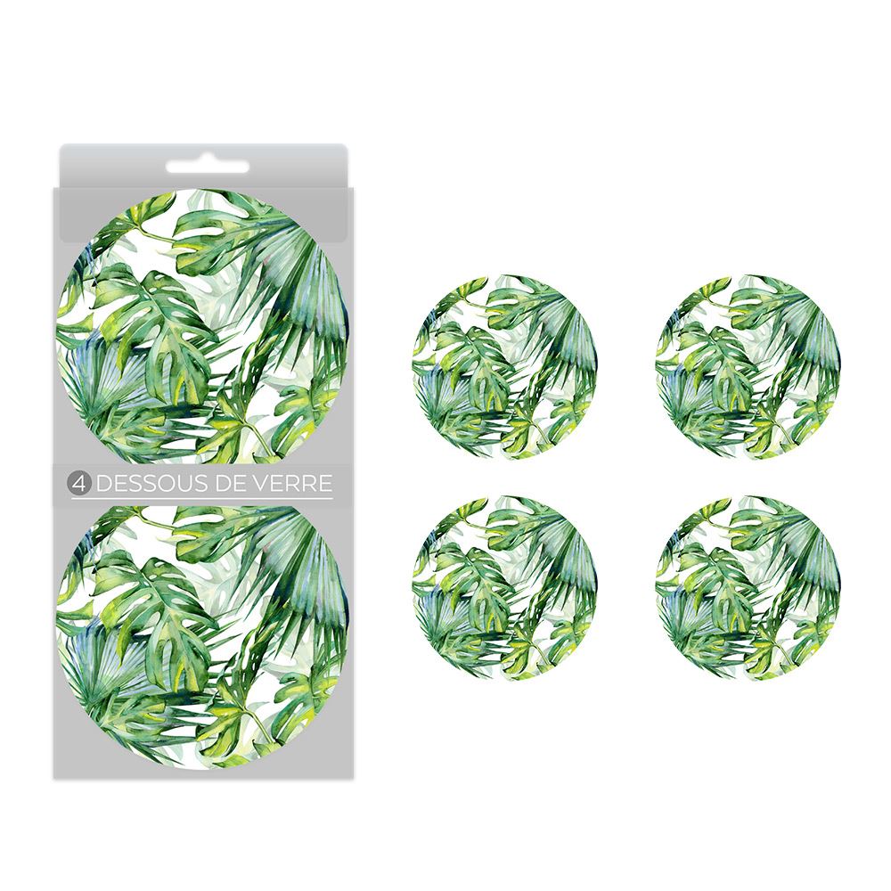 Pack 4 dessous verre feuilles