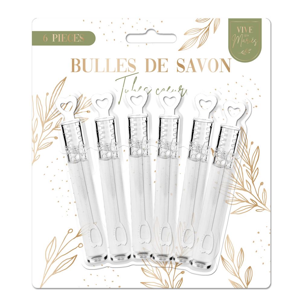 Tubes bulles a savon 6pcs mariage