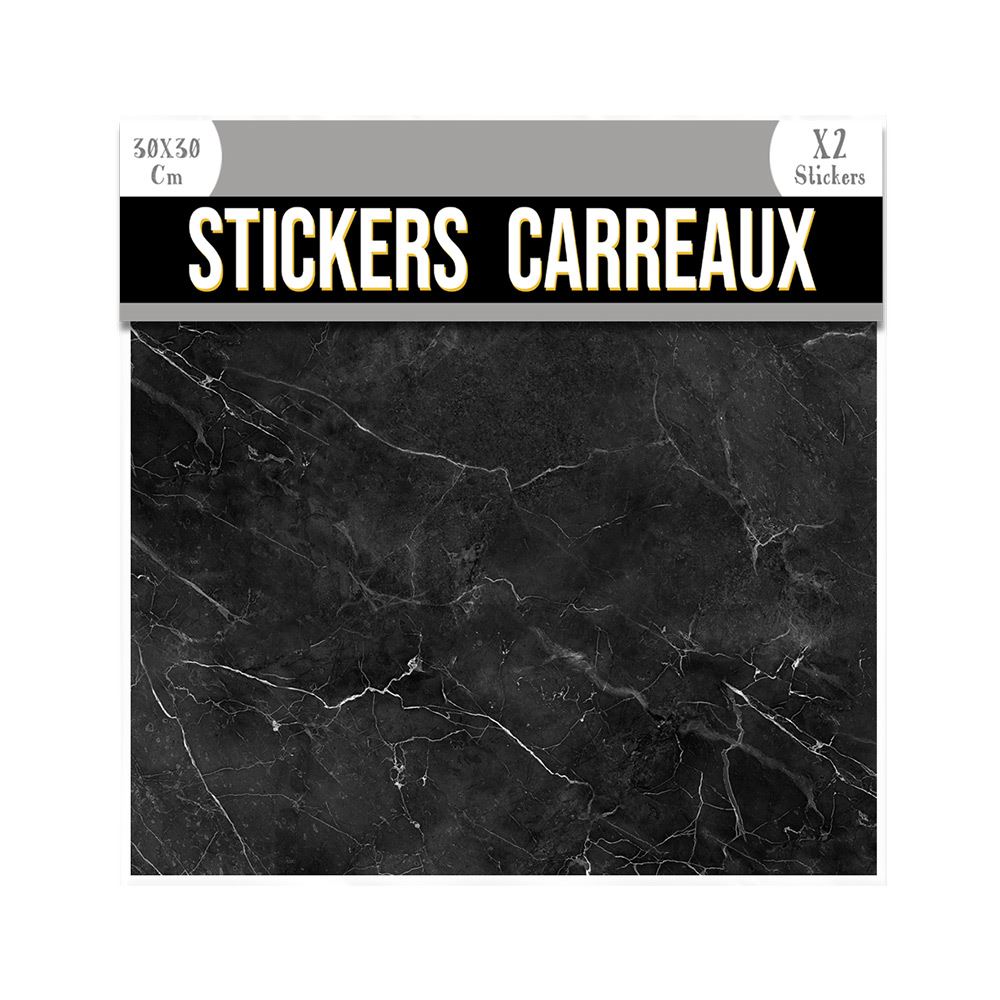 Stickers carreaux 30x30 marbre noir