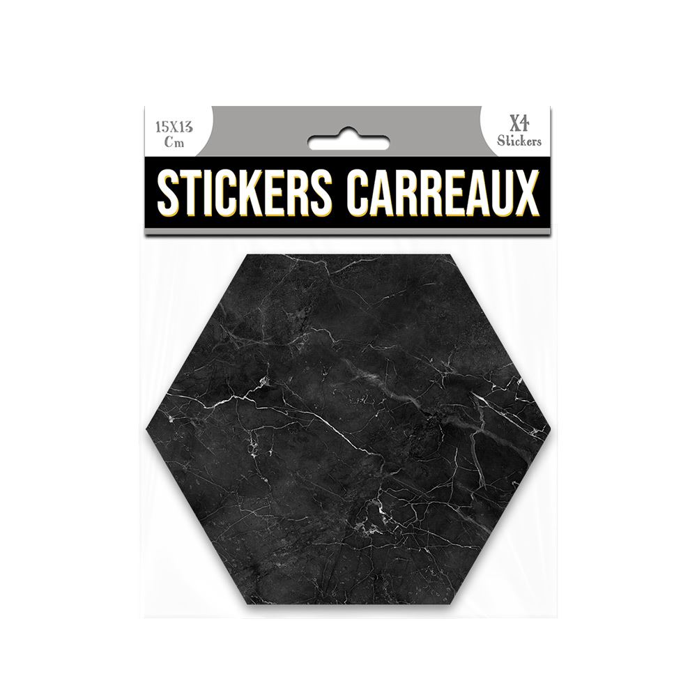 Stickers carreaux hexagone marbre noir