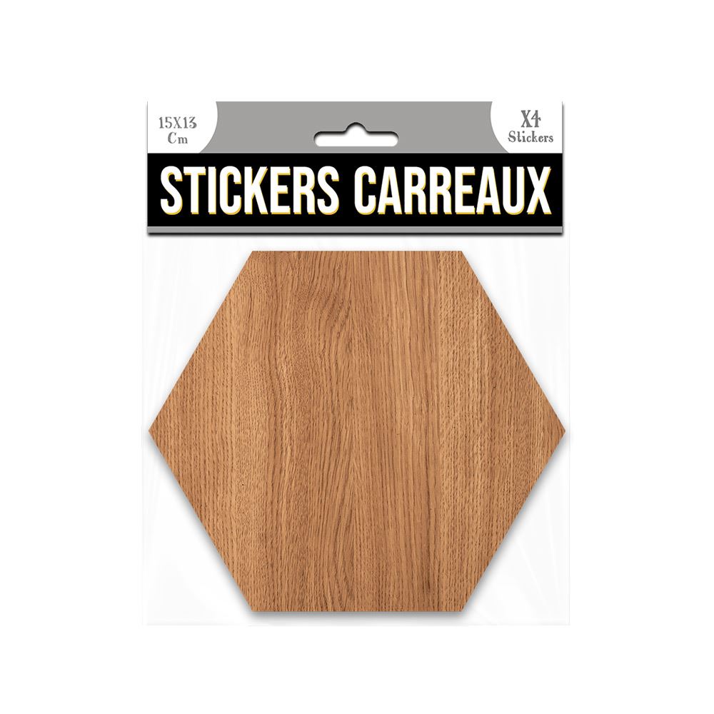 Stickers carreaux hexagone merisier