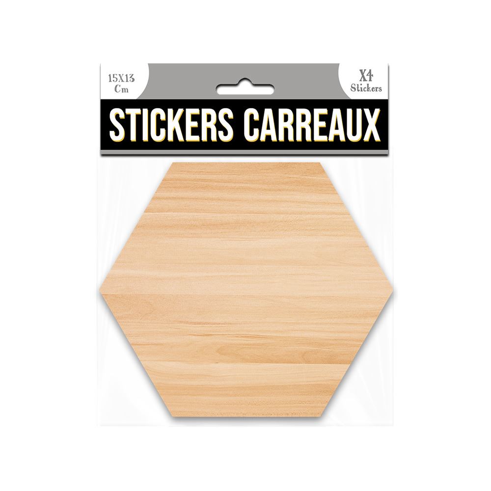 Stickers carreaux hexagone marbre hetre
