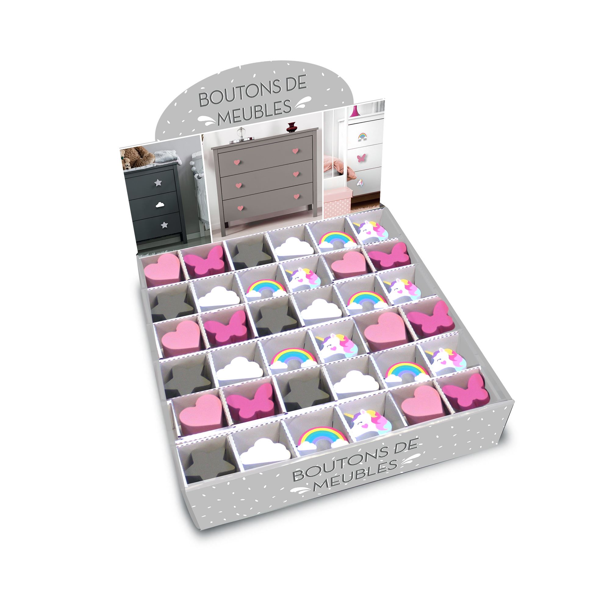 Bouton de meuble enfant 6mods /36pcs