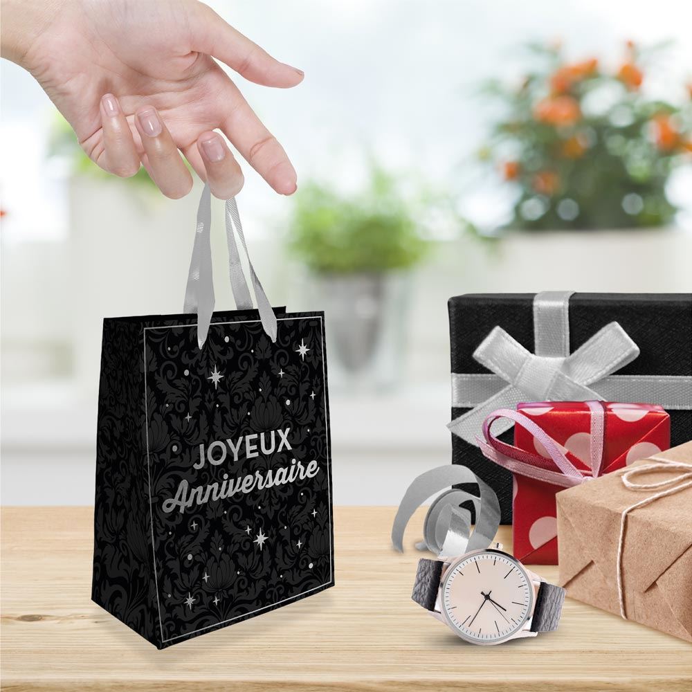 Pochette joyeux anniversaire argent tpm